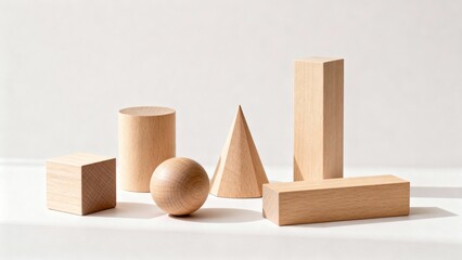Minimal Wooden Geometric Blocks Set