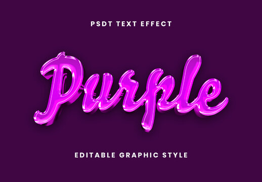 Purple 3D Glass Text Effect Script Shiny Font