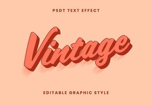 Red Retro Groovy Text Effect Script 3D Vintage Font