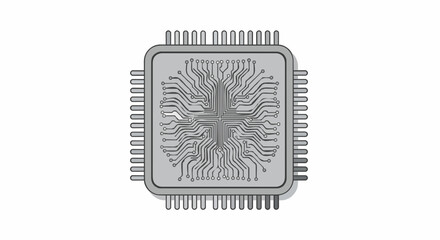 Realistic simple vector icon of a CPU microchip
