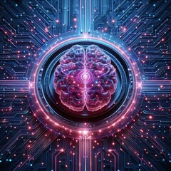 Stunning AI brain concept with glowing futuristic circuits for innovative technology and artificial intelligence applications in modern business and science