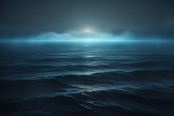 Dramatic ocean view with a touch of moonlight creating a serene and calming mood, perfect for travel, meditation, or peaceful moments