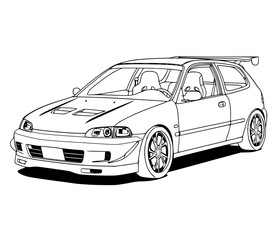 Classic Japanese Sport Compact Hatch Outline