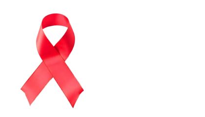 Red ribbon on a transparent background symbolizing Heart Disease Awareness for American Heart Month and National Wear Red Day