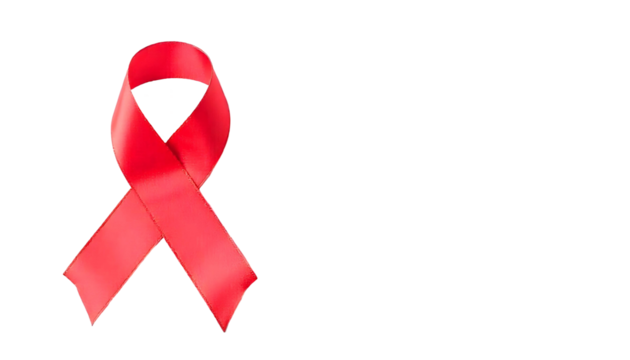Red ribbon on a transparent background symbolizing Heart Disease Awareness for American Heart Month and National Wear Red Day