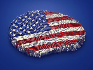 USA Flag Fingerprint Concept Representing Personal and National Identity