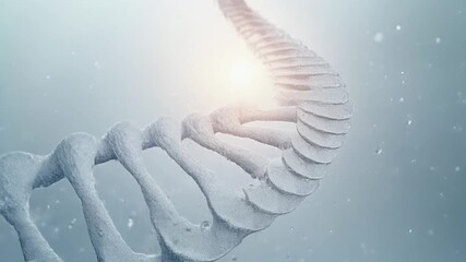 Abstract 3D DNA helix in a luminous blue background with floating particles - Powered by Adobe