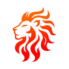 Fiery Lion Head Profile with Gradient Mane
