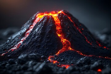 burning lava  in the black mountain 