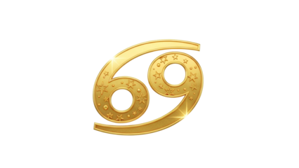 Ornate golden astrological symbol for the water sign Cancer glows against a dark background