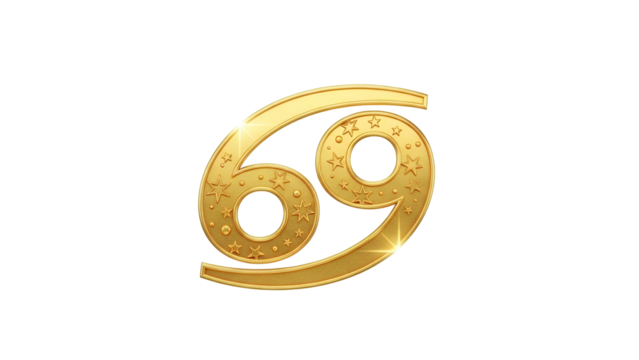 Ornate golden astrological symbol for the water sign Cancer glows against a dark background