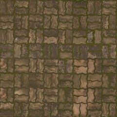 Textured Outdoor Concrete Paver Block with Moss Seamless Background