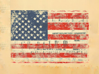 A Retro Postal Stamp with the Stars and Stripes of the U.S. Flag