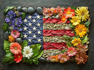 A Handmade American Flag Using Natural Elements for a Rustic Look