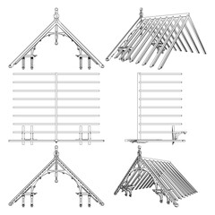 Decor Roof Construction Vector. Antique Retro Vintage House Top Canopies Illustration Isolated On White Background. 