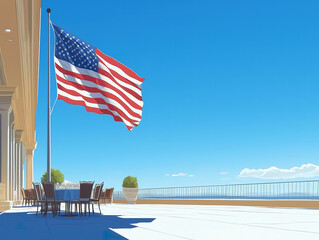 The United States Flag Moving Gracefully in the Wind