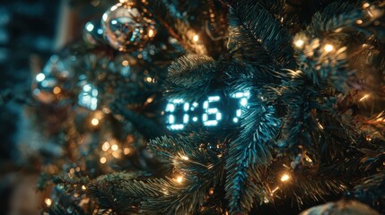 A close up of a christmas tree with lights