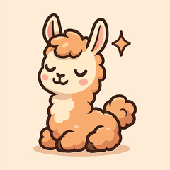 Naklejka premium Cute cartoon alpaca mascot illustration