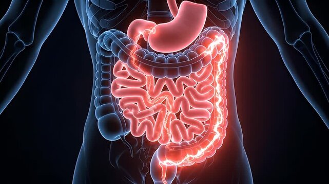 Digestive System Anatomy Pain Inflammation 3D Render