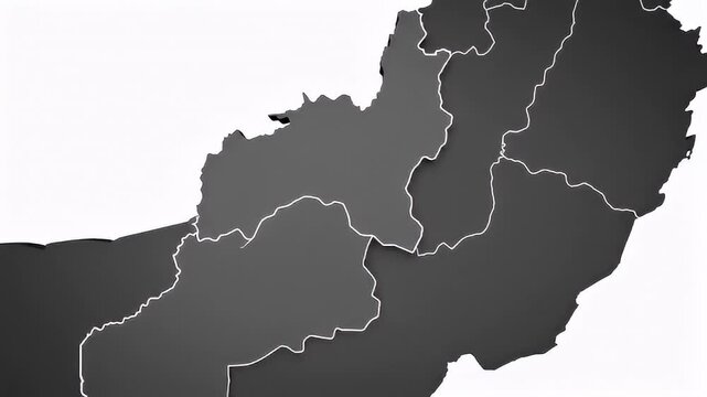 Pakistan 3D Map Outline Provinces Administrative Division Geography
