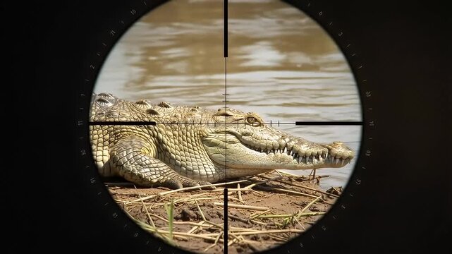 Crocodile in Sniper Scope Wildlife Hunting Target