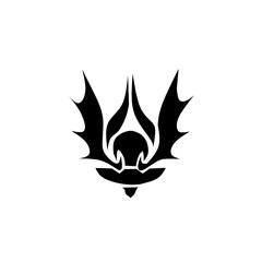 An intense, stylized icon blending a sharp-edged crown or holly leaves with a central flame or bud, symbolizing powerful growth, nature's defense, and striking, dramatic elegance in design.