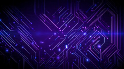 Dynamic digital circuit board with glowing neon lines and abstract futuristic technology patterns conveying data flow and innovation - Powered by Adobe