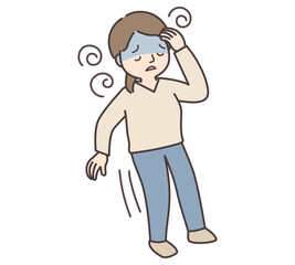 立ちくらみで青ざめる女性