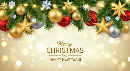 Merry Christmas And Happy New Year Background