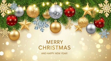Merry Christmas And Happy New Year Background