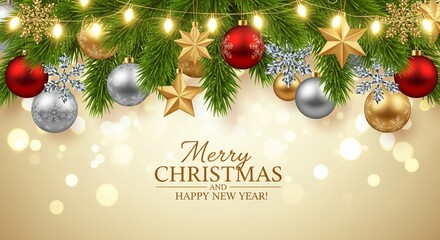 Merry Christmas And Happy New Year Background