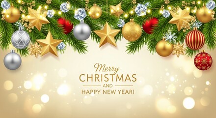 Merry Christmas And Happy New Year Background