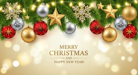 Merry Christmas And Happy New Year Background