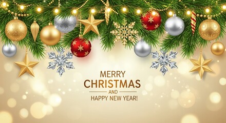 Merry Christmas And Happy New Year Background
