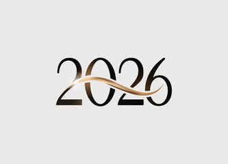 Elegant 2026 Celebration Design with Golden Swirl for New Year and Future Planning Backdrop