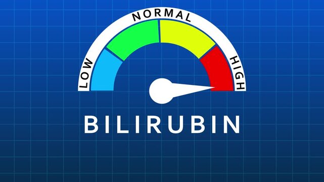 Bilirubin Level Gauge Indicating Normal Range on Blue Grid Background meter indicator