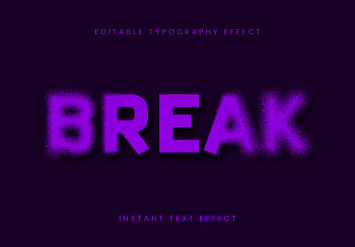 Purple Dissolving Text Effect Distorted Spray Font