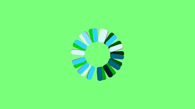 Colorful abstract preloader loading spinner circle animation on green screen