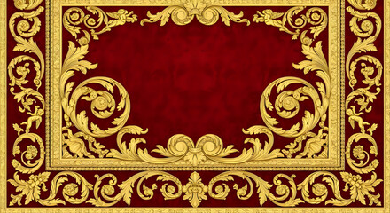 Elegant baroque frame with golden floral ornaments and cherubs, perfect for adding a touch of luxury and classical beauty to your designs, announcements, and invitations