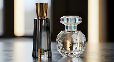 Exquisite fragrance bottles capturing the essence of luxury and elegance, embodying sophistication, perfect for beauty and lifestyle branding, showcasing modern style