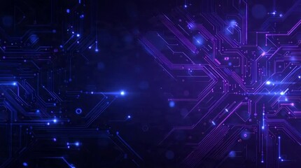 Dynamic abstract digital circuit board animation with glowing blue and purple lines representing data flow and technological advancement, perfect for tech presentations. - Powered by Adobe
