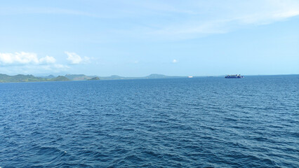 beautiful view of the tropical beach of Pahawang Island, Lampung. Landscape in the highland natural park. Panoramic view by the sea.