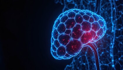 Stunning brain visualization for neuroscience research, exploring cognitive functions and neurological pathways with modern technology in vibrant neon colors