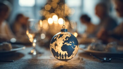 A glass globe with a family silhouette on it