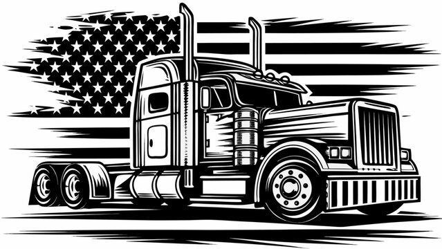Patriotic American semi truck conveying power and freedom on the open road
