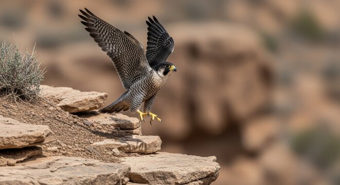 The peregrine falcon flies and searches for its prey. - Powered by Adobe