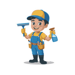 Fototapeta premium cartoon builder with a wrench