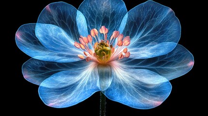 Glowing, translucent flower close-up