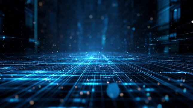Dynamic digital network flows seamlessly through abstract futuristic cityscape with glowing data streams and bokeh effects, representing connectivity and innovation. - Powered by Adobe