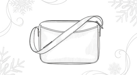 Elegant crossbody bag design with winter snowflake accents, perfect for fashion projects or seasonal promotions, ready for your creative touch and style!